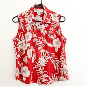 Vintage 100% Silk Hawaiian Sleeveless Top